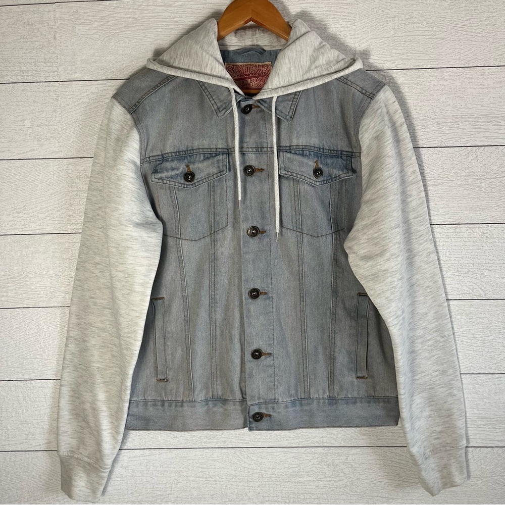 Brooklyn Cloth Light Blue and Gray Denim Windbreaker Jacket Size Medium